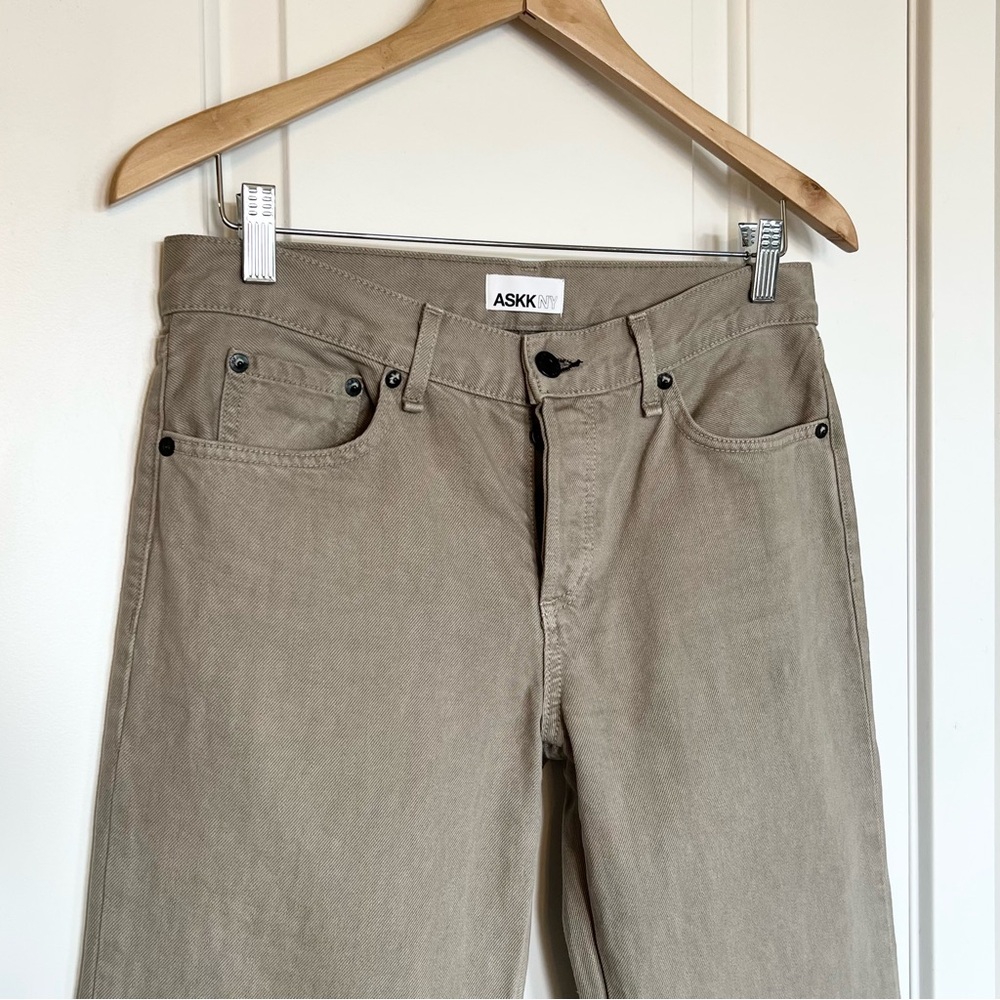 ASKKNY low rise straight jeans Button fly Neutral jeans Tan Khaki pants Size 27 - Picture 2 of 8